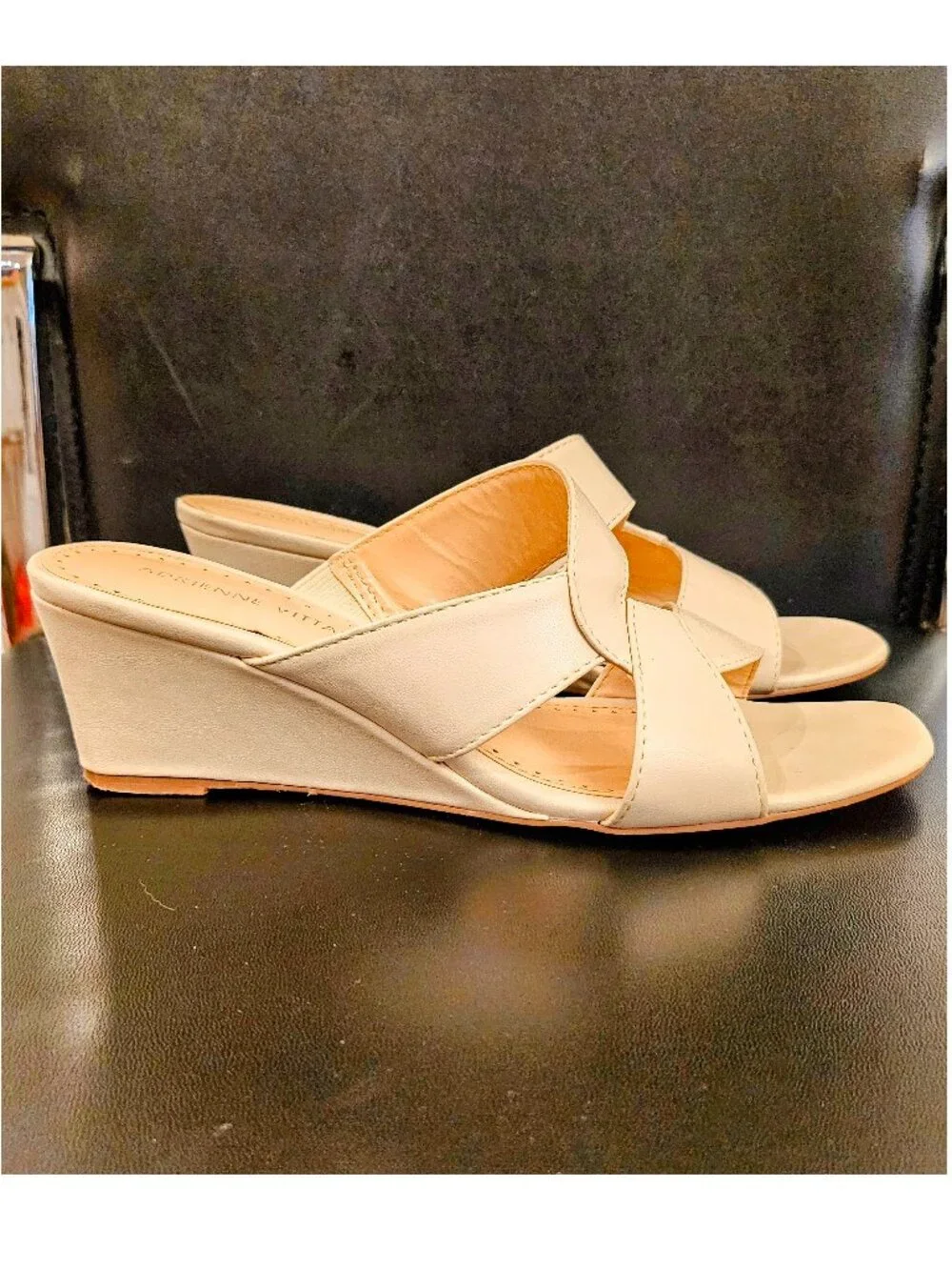 Adrienne Vittadinia Aiden Wedge Sandals in Light Tan